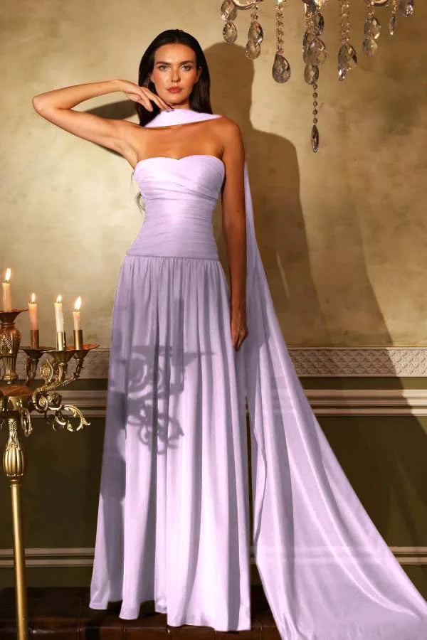 Burnt Orange Chiffon Strapless Prom Dress ZT0659