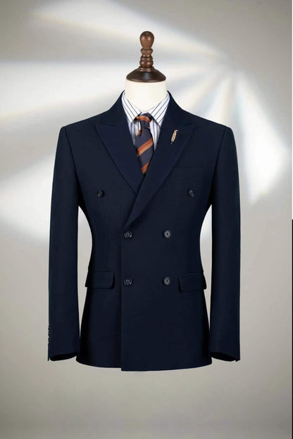 Stylish Black Prom Suit Slim Fit Double Breasted Peaked Lapel Three Pieces