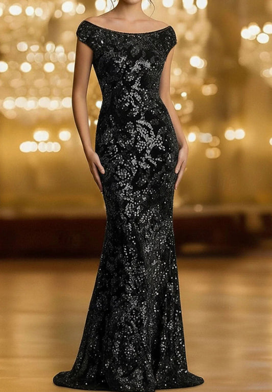 Elegant Sleeveless Sequins Sparkle Mermaid Formal Evening Dress