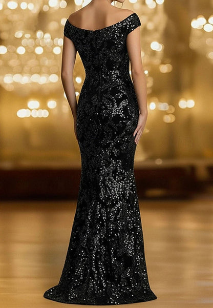 Elegant Sleeveless Sequins Sparkle Mermaid Formal Evening Dress