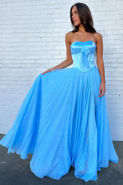 Chiffon Corset Prom Dresses Sweetheart Pleated Evening Party Gowns