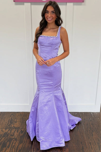 Mermaid Satin Crystal Beaded Prom Dresses