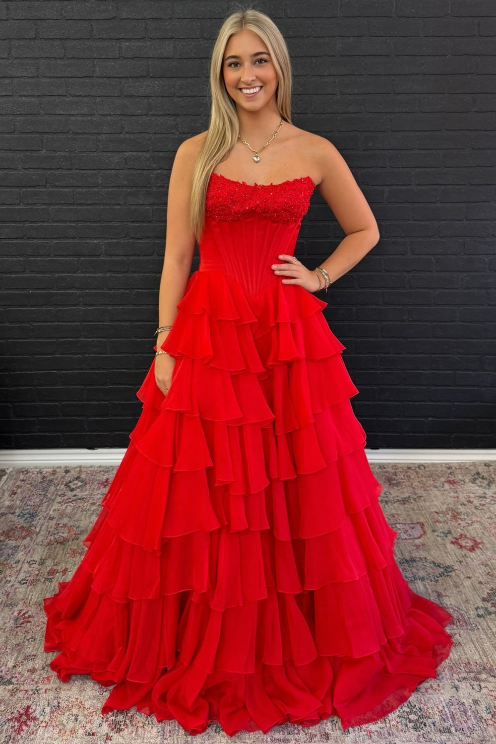 Women's A Line Chiffon Sweetheart Corset Prom Dresses Long