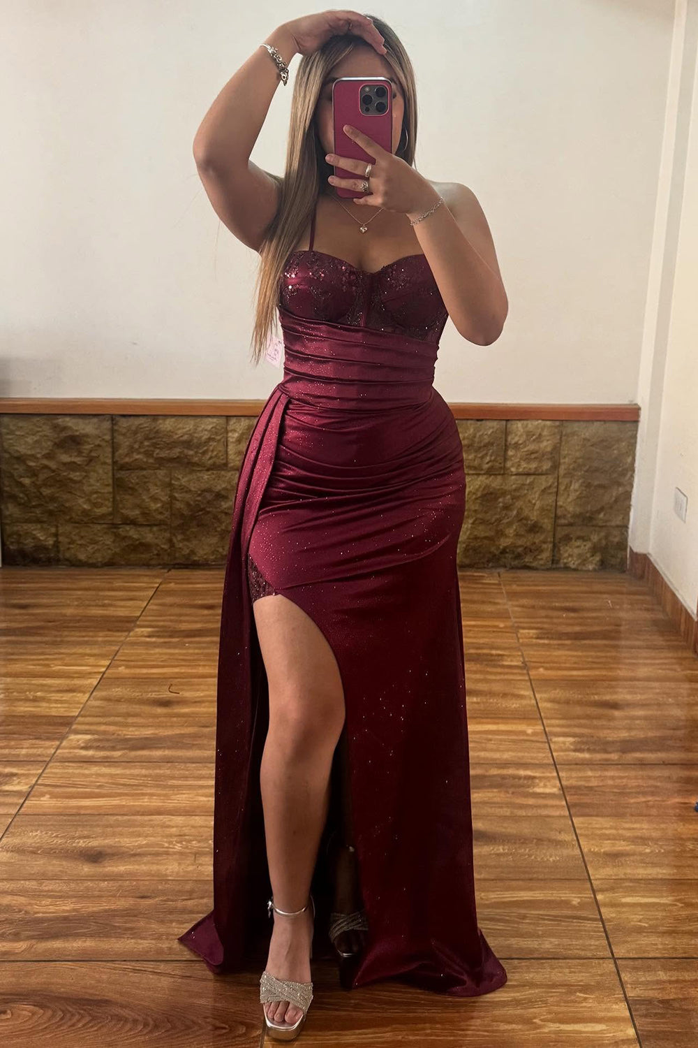 Sweetheart Corset Satin Beaded Prom Dresses Long Strapless Evening Gowns