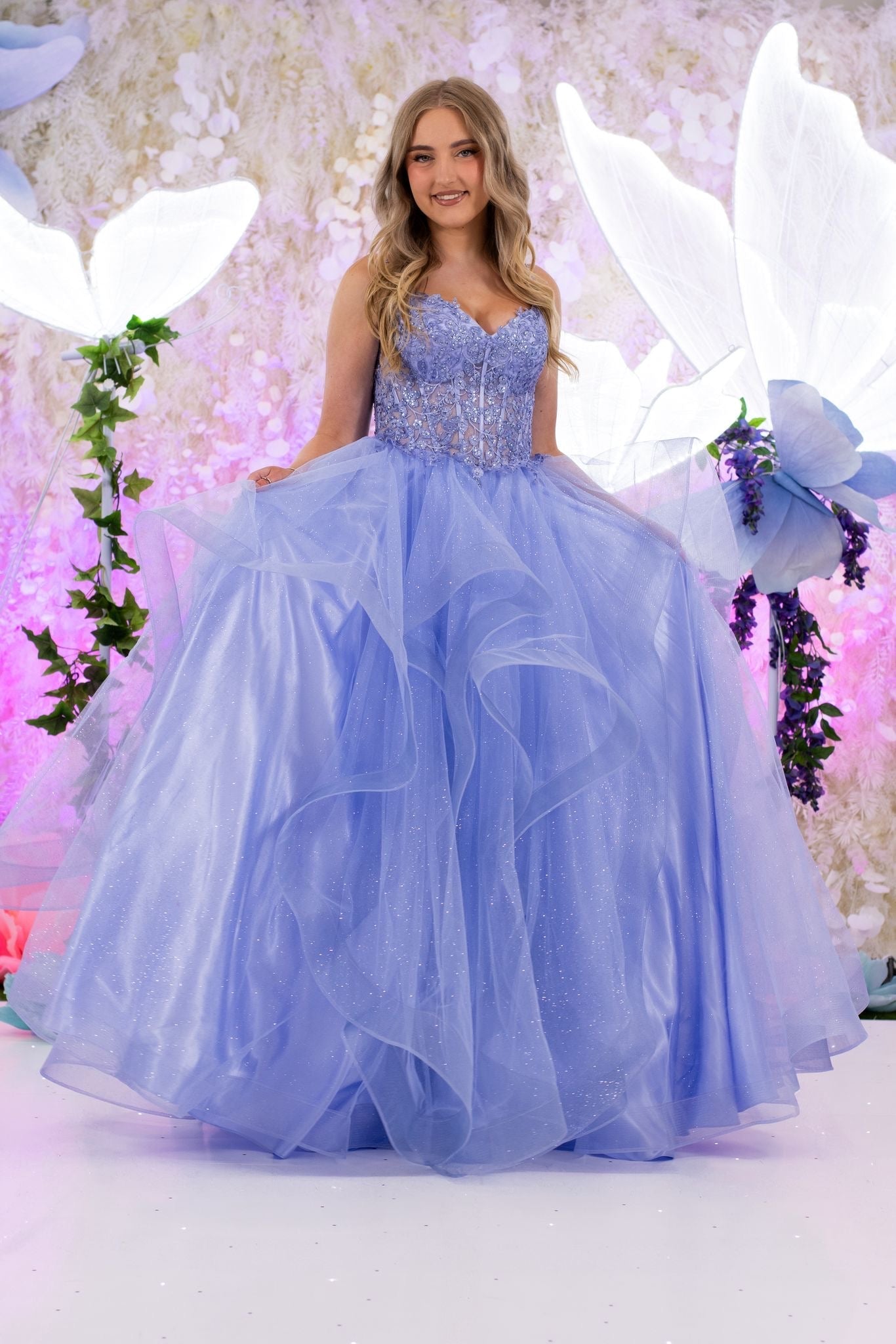 Gorgeous Glitter Tulle Ruffle Gown