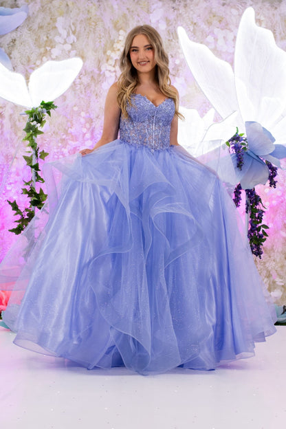 Gorgeous Glitter Tulle Ruffle Gown