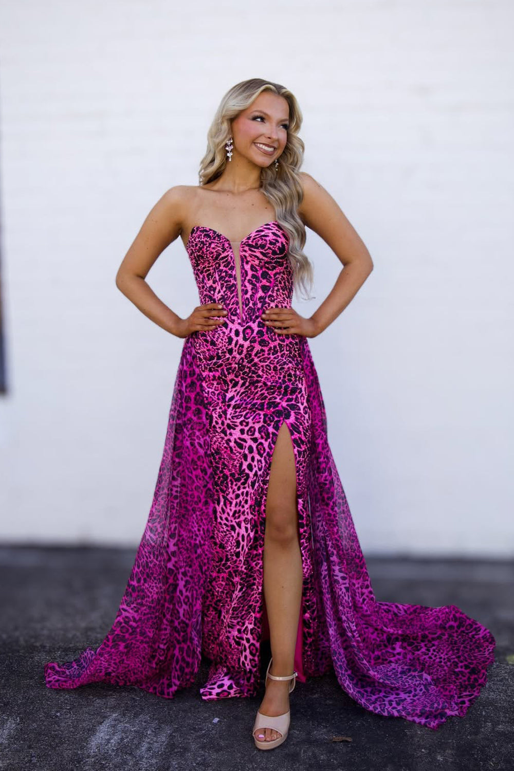 Mermaid Sweetheart Purple Leopard Printed Long Prom Dress