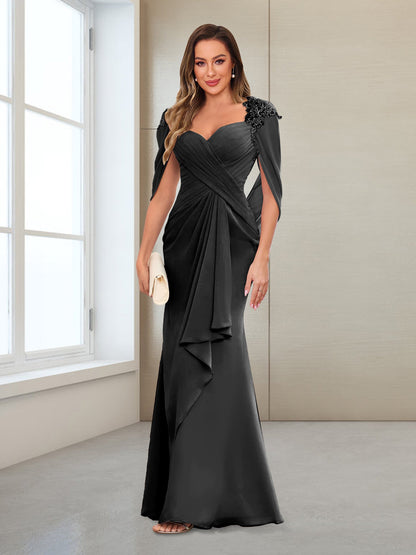 Column V-Neck Floor-Length Chiffon Mother of the Bride Dress