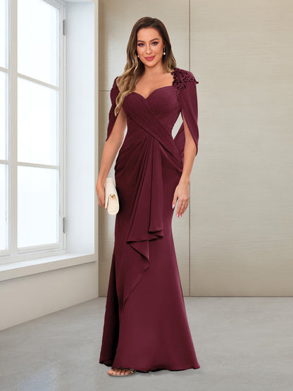 Column V-Neck Floor-Length Chiffon Mother of the Bride Dress