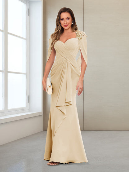 Column V-Neck Floor-Length Chiffon Mother of the Bride Dress