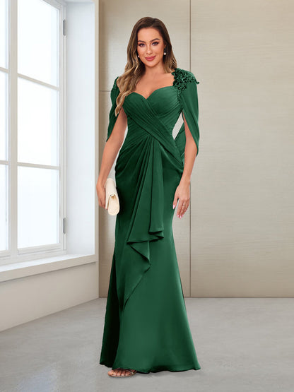 Column V-Neck Floor-Length Chiffon Mother of the Bride Dress