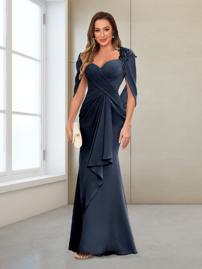 Column V-Neck Floor-Length Chiffon Mother of the Bride Dress