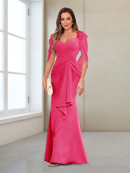 Column V-Neck Floor-Length Chiffon Mother of the Bride Dress