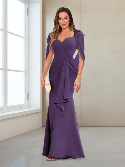 Column V-Neck Floor-Length Chiffon Mother of the Bride Dress