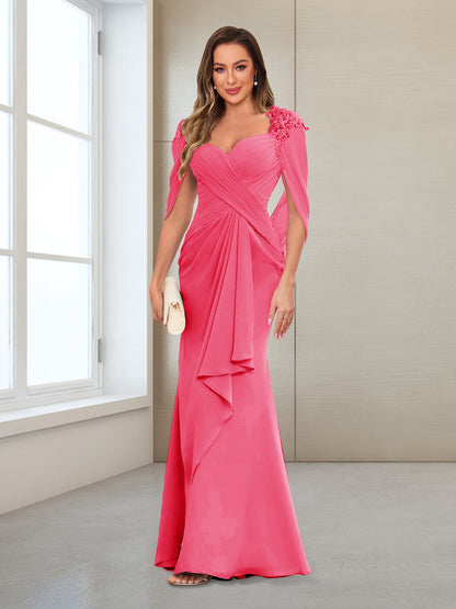 Column V-Neck Floor-Length Chiffon Mother of the Bride Dress