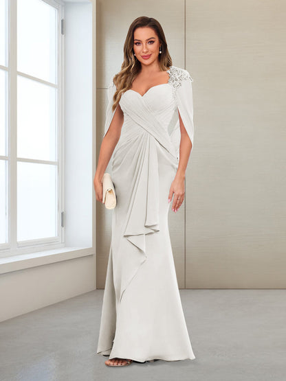 Column V-Neck Floor-Length Chiffon Mother of the Bride Dress