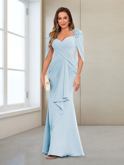 Column V-Neck Floor-Length Chiffon Mother of the Bride Dress