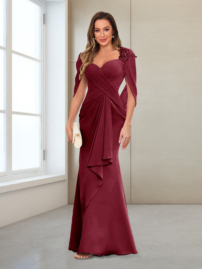 Column V-Neck Floor-Length Chiffon Mother of the Bride Dress