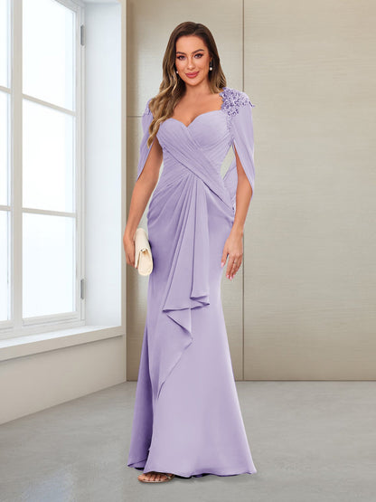 Column V-Neck Floor-Length Chiffon Mother of the Bride Dress