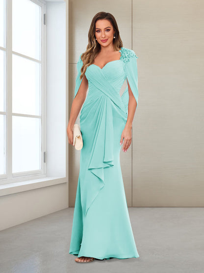 Column V-Neck Floor-Length Chiffon Mother of the Bride Dress
