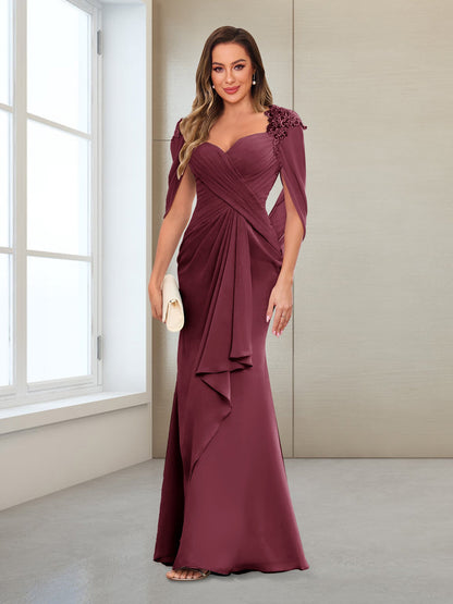 Column V-Neck Floor-Length Chiffon Mother of the Bride Dress