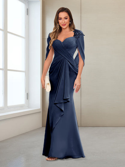 Column V-Neck Floor-Length Chiffon Mother of the Bride Dress