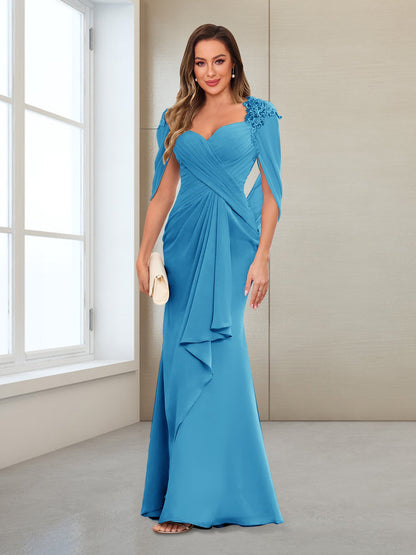 Column V-Neck Floor-Length Chiffon Mother of the Bride Dress
