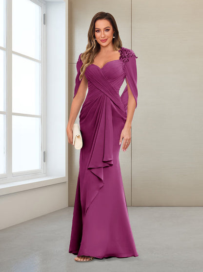 Column V-Neck Floor-Length Chiffon Mother of the Bride Dress