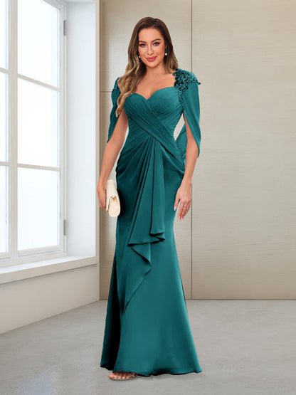 Column V-Neck Floor-Length Chiffon Mother of the Bride Dress