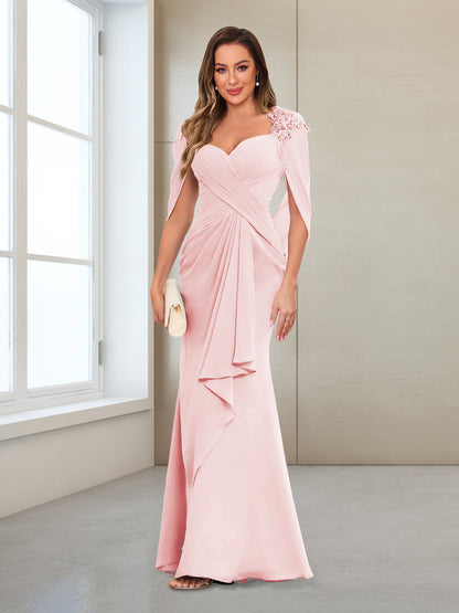 Column V-Neck Floor-Length Chiffon Mother of the Bride Dress