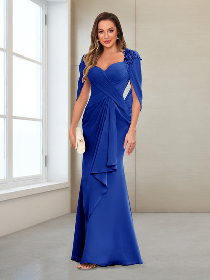 Column V-Neck Floor-Length Chiffon Mother of the Bride Dress