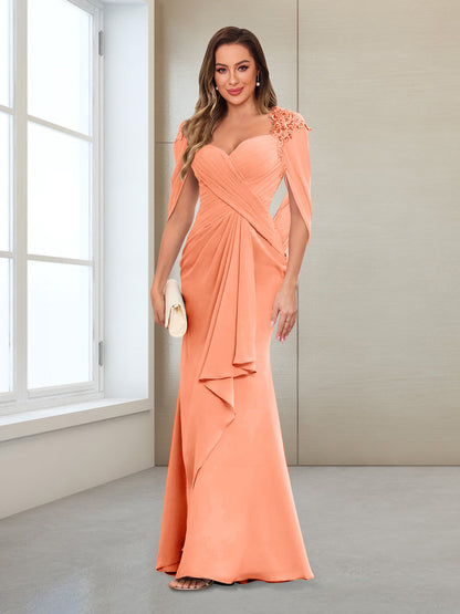 Column V-Neck Floor-Length Chiffon Mother of the Bride Dress