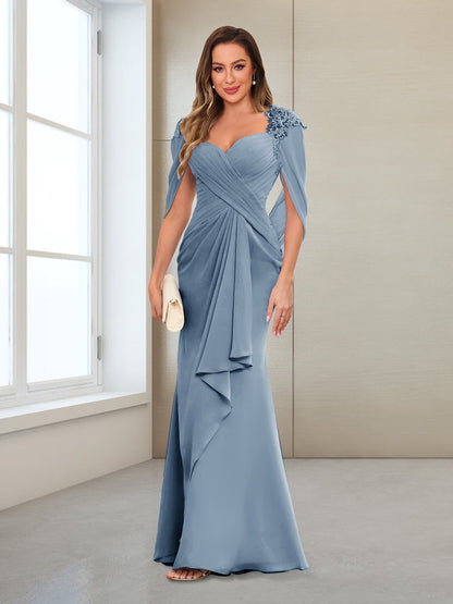 Column V-Neck Floor-Length Chiffon Mother of the Bride Dress