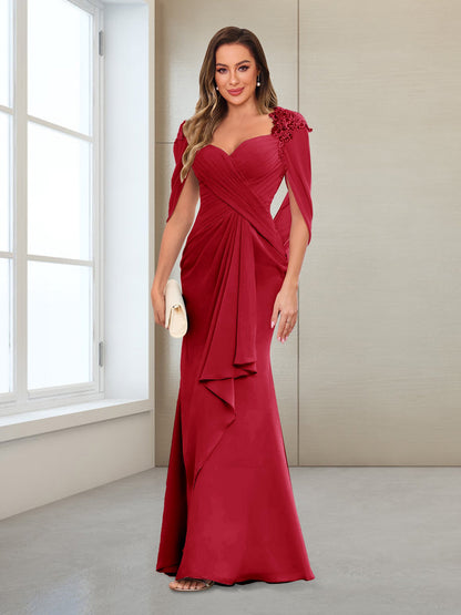 Column V-Neck Floor-Length Chiffon Mother of the Bride Dress