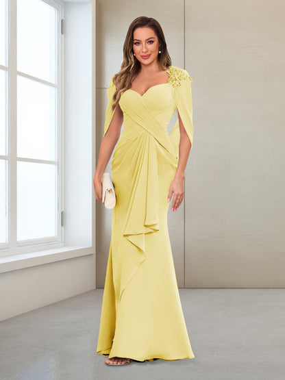 Column V-Neck Floor-Length Chiffon Mother of the Bride Dress