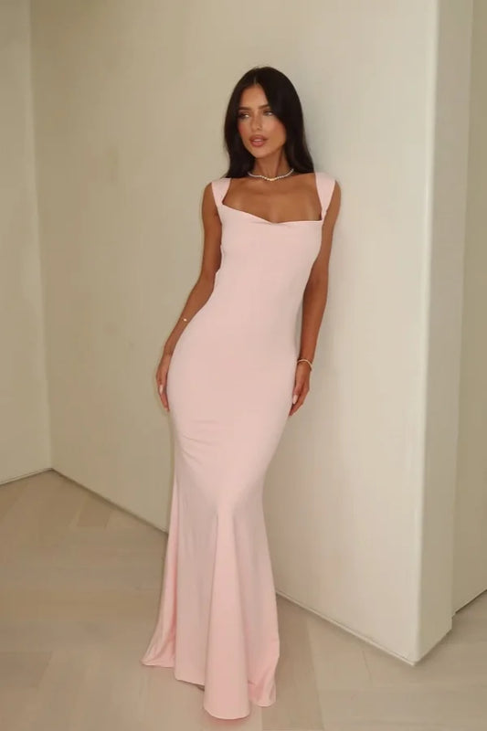 Blushing Pink Backless Slim Fit Prom Dress ZT0673