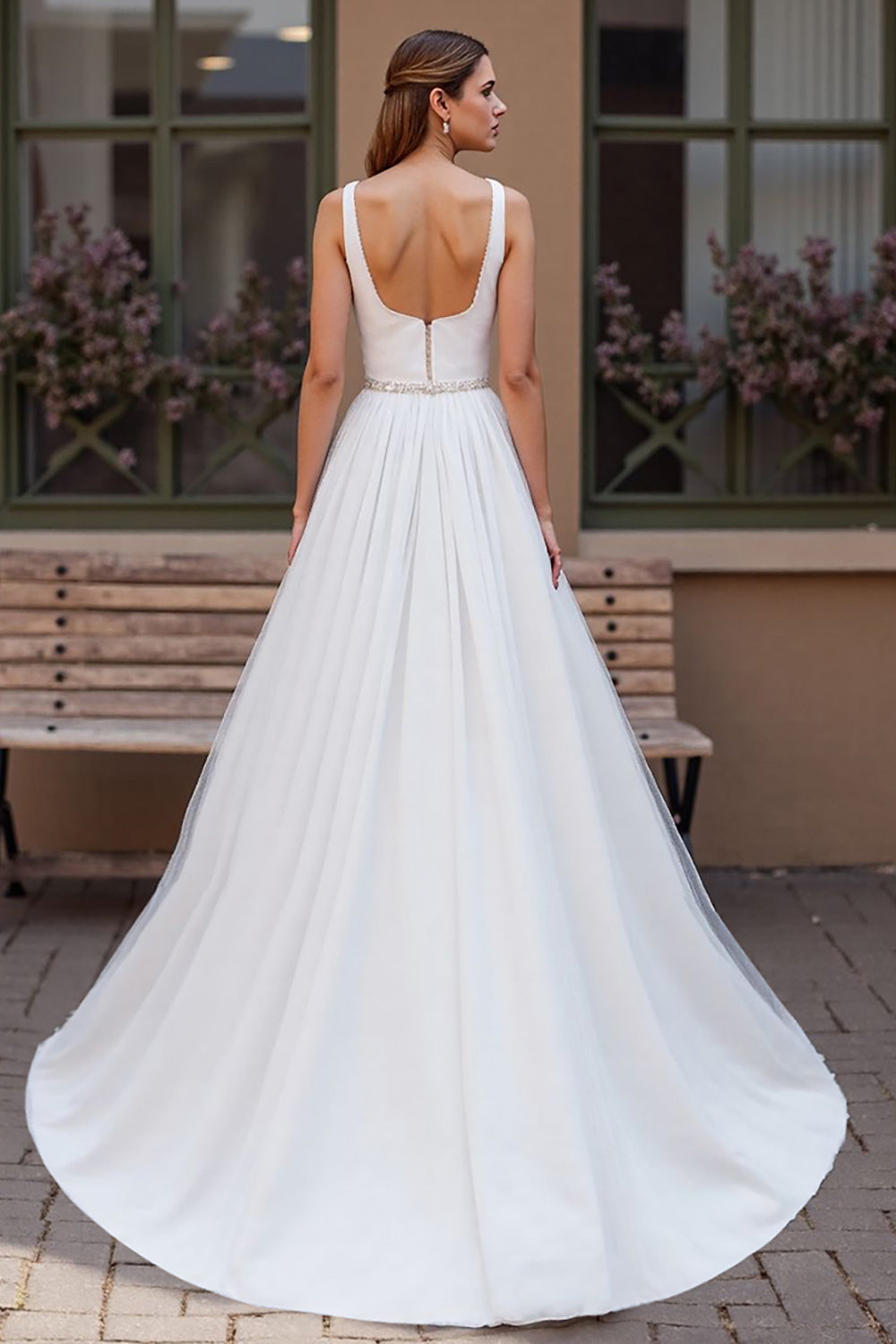 Spaghetti-Straps Sleeveless A-Line Bridal Dress