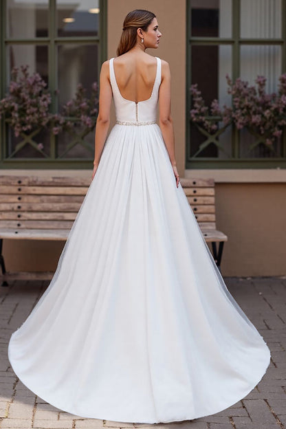 Spaghetti-Straps Sleeveless A-Line Bridal Dress