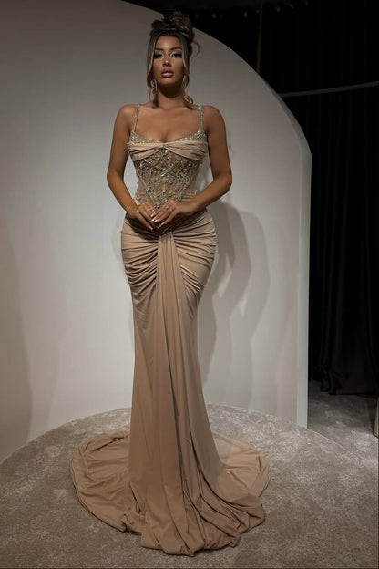 Straps Sleeveless Mermaid Evening Dress