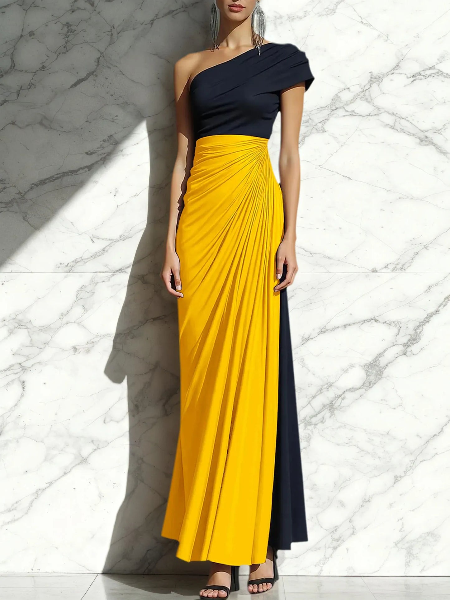 Sheath One Shoulder Ruched Maxi Formal Dress