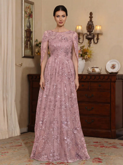 A-Line/Princess Scoop Sequins Lace Mother of the Bride Dress