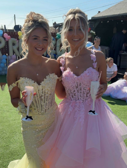 Sweetheart Sleeveless Lace Tulle Pink Long Formal Dress