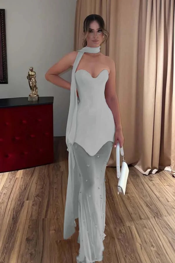 Candy Pink Sweetheart Spliced Beaded Prom Dress