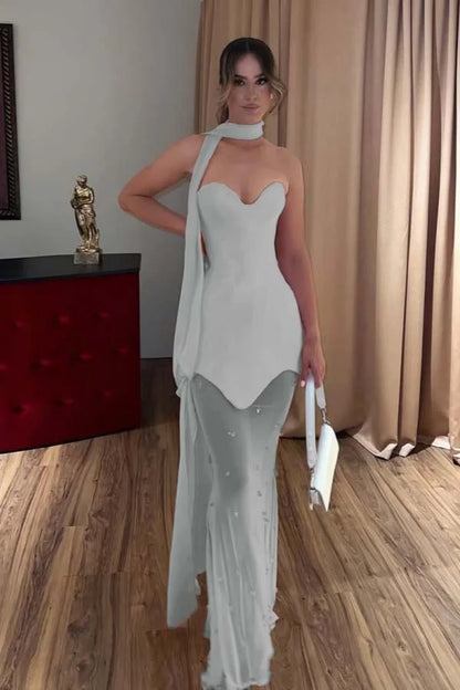 Candy Pink Sweetheart Spliced Beaded Prom Dress