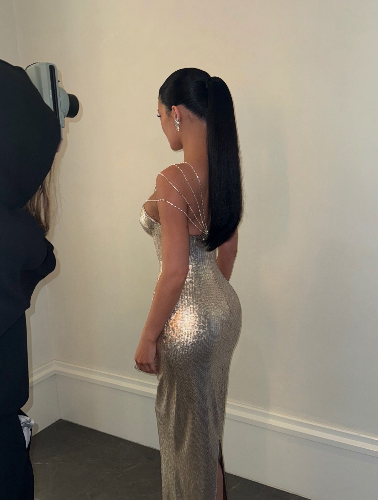 Sparkly Silver Off-the-Shoulder Prom Dress