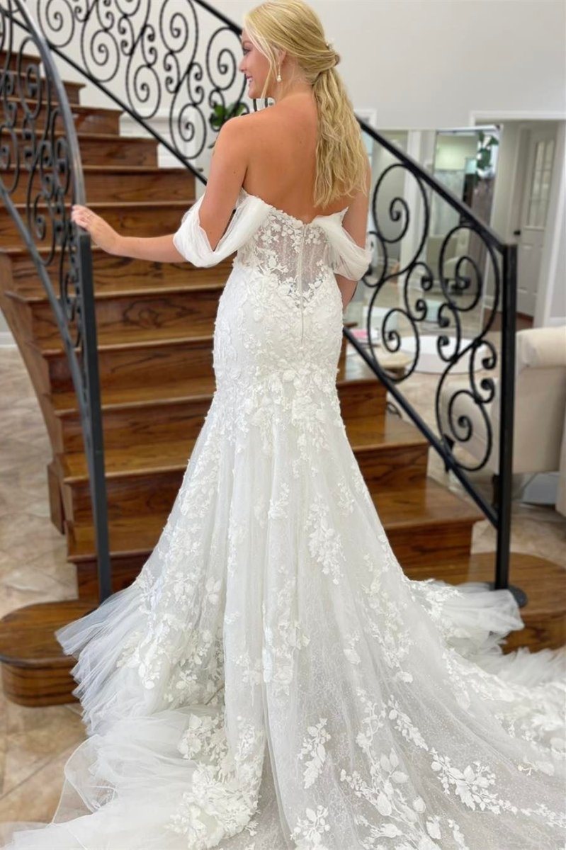 Off-the-Shoulder Mermaid Long Wedding Dress