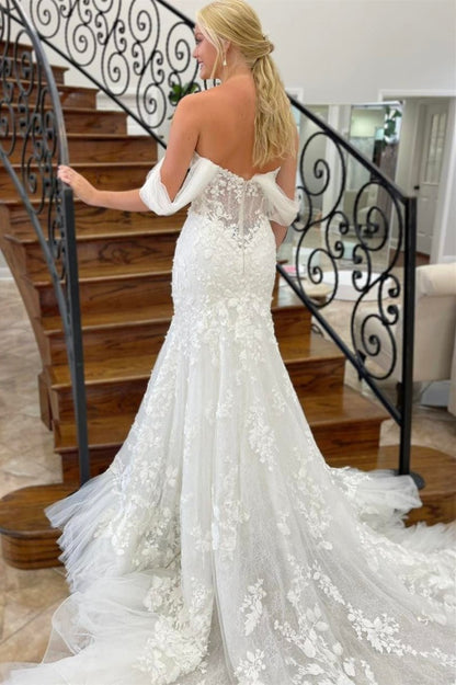 Off-the-Shoulder Mermaid Long Wedding Dress