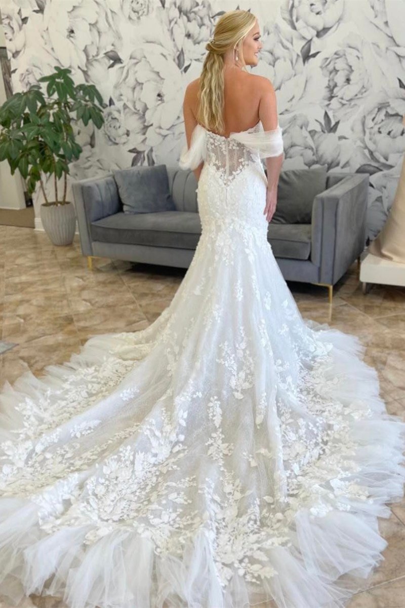 Off-the-Shoulder Mermaid Long Wedding Dress