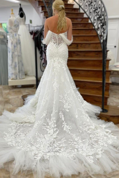 Off-the-Shoulder Mermaid Long Wedding Dress
