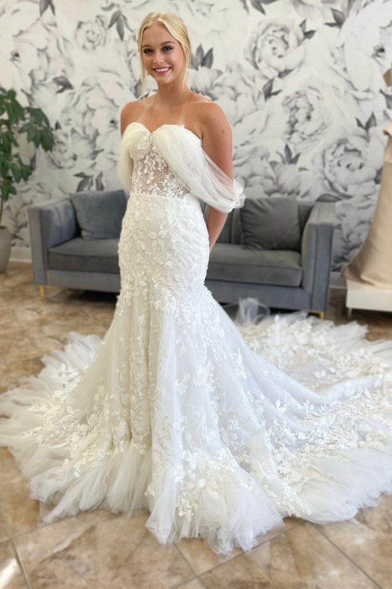 Off-the-Shoulder Mermaid Long Wedding Dress